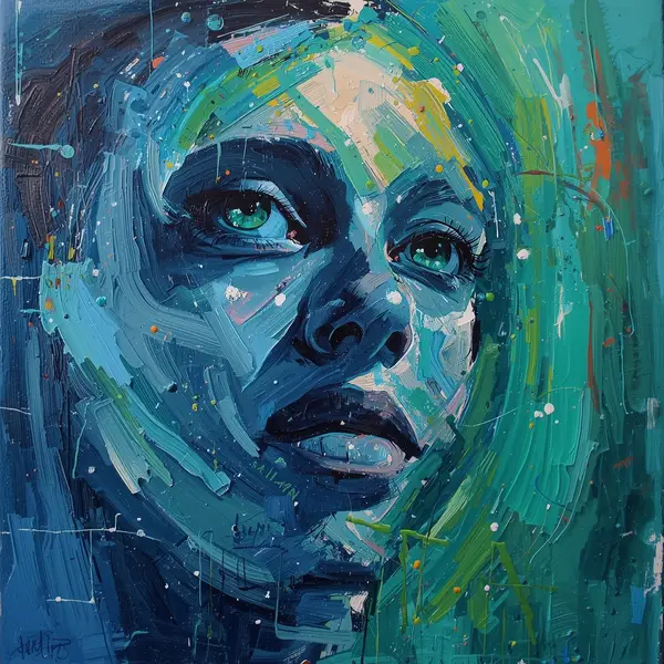 Studio figure, backlit, no visible face; paint texture and gesture emphasized.