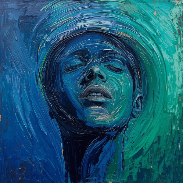 Studio figure, backlit, no visible face; paint texture and gesture emphasized.