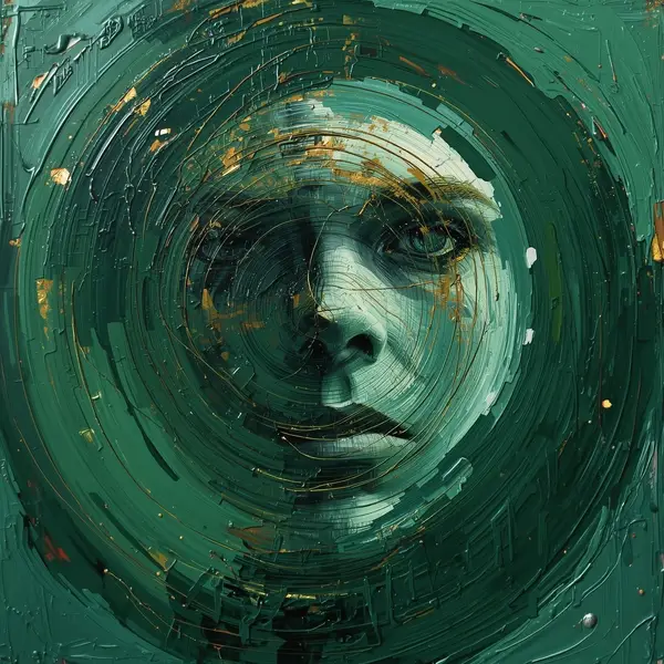 Studio figure, backlit, no visible face; paint texture and gesture emphasized.